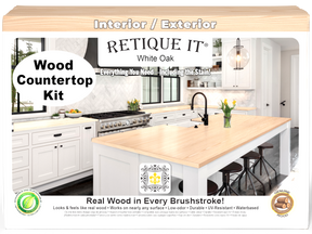 Retique It® White Oak countertop kit featuring stain application, showcasing the natural wood grain and finished surface.