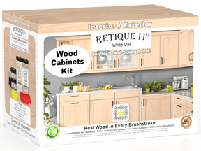 Retique It® Wood'n Cabinet Kit with 12 grained white oak stained cabinet doors, showcasing natural wood texture and finish.