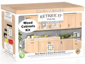 Retique It® Wood'n Cabinet Kit with 12 white oak grained stain doors, showcasing natural wood grain and white oak finish.