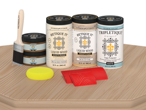 Retique It® Wood'n Cabinet Kit with 12 white oak stained cabinet doors, matte finish, showcasing wood grain details.