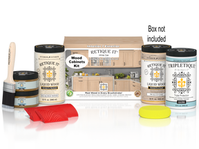 Retique It® Wood'n Cabinet Kit with 12 grained white oak doors, featuring wood stain finish for kitchen or bathroom cabinetry.