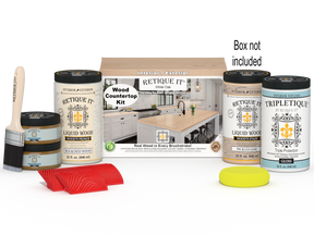 Retique It® white oak countertop kit with stain, showcasing a full kitchen countertop with a natural wood finish.