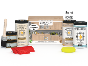 Retique It® Wood'n Cabinet Kit with 12 white oak stained doors and grain finish, designed for kitchen or bathroom cabinets.