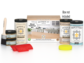Retique It® Wood'n Finish Kit for tabletops includes four large white oak stain bottles with applicator boxes.