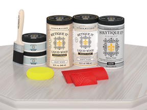 Retique It® Wood'n Finish front door kit in white wash stain, satin finish, featuring double door design and natural wood texture