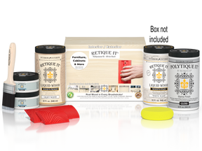 Large White Wash Wood'n Finish Kit by Retique It® for exterior top coating, includes tools and wood finish components.