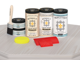 Retique It® Full Kitchen White Wash countertop kit with stain finish, showing matte whitewashed wood surface on kitchen table.