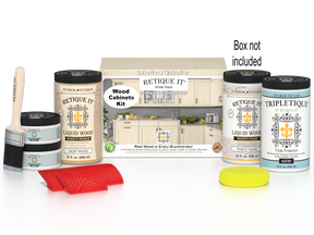 Retique It® Wood'n Cabinet Kit with 12 grained, white wash stained cabinet doors and box for DIY furniture updates.