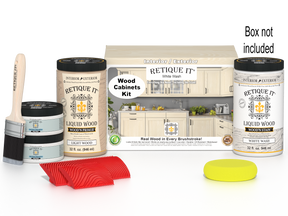 Retique It Wood'n Cabinet Kit with 12 white wash grained stained cabinet doors, showcasing natural wood texture and finish.