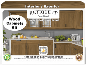 Retique It® Wood'n Cabinet Kit with 24 grained walnut doors and modern stain finish, showcasing a sleek kitchen cabinet front.