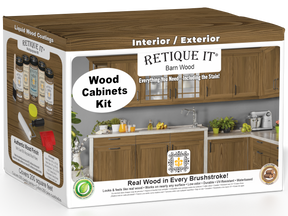 Modern Walnut Wood'n Cabinet Kit by Retique It® with 24 grained cabinet doors, stained for a stylish, contemporary look.