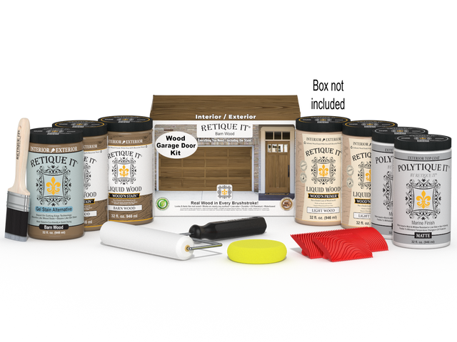 Retique It Wood'n Door Kit for front and garage barn wood doors featuring stain application and natural wood finish.