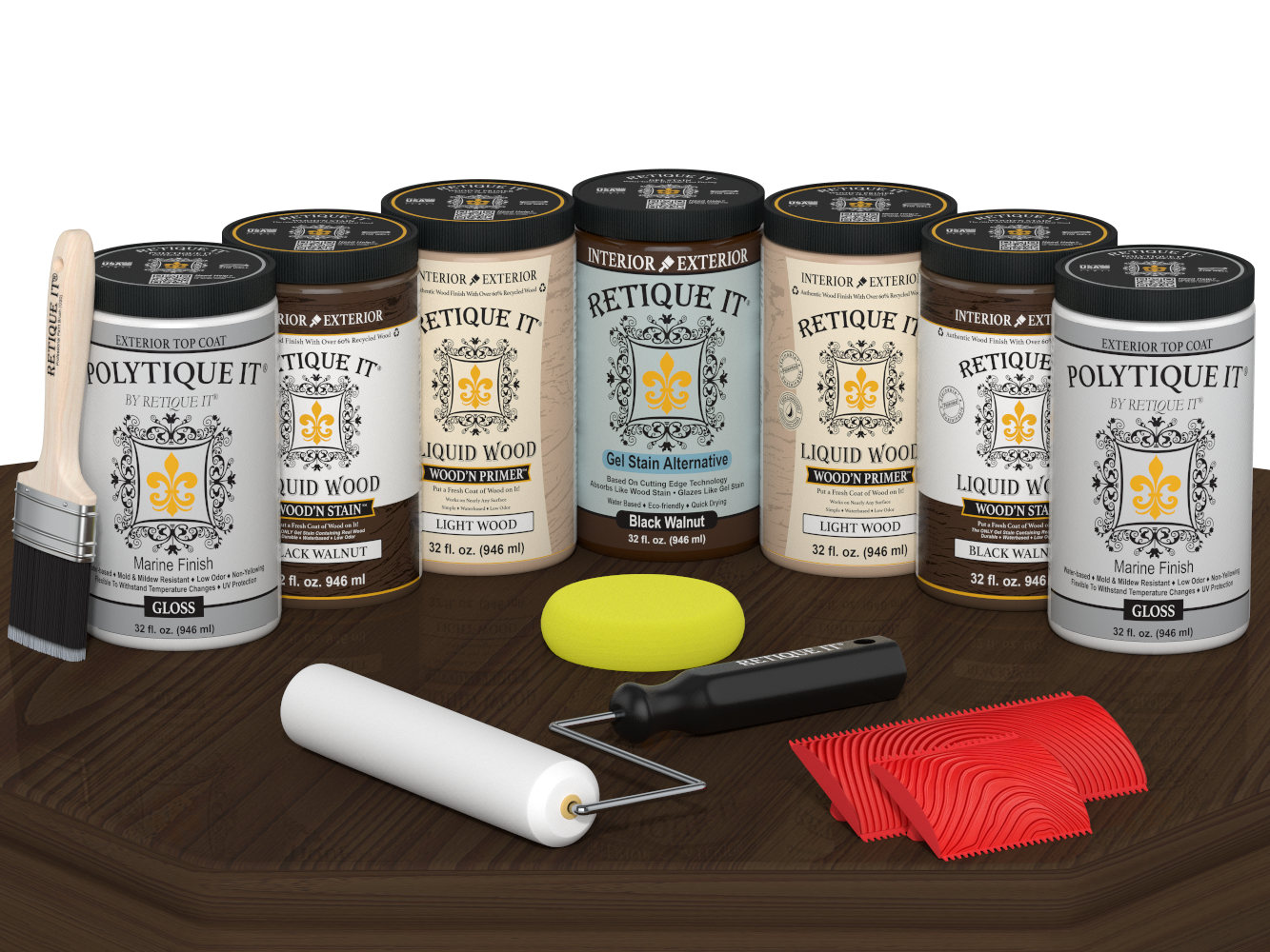 Wood'n Door Kit (Front & Garage Door) - Black Walnut — Gloss kit contents