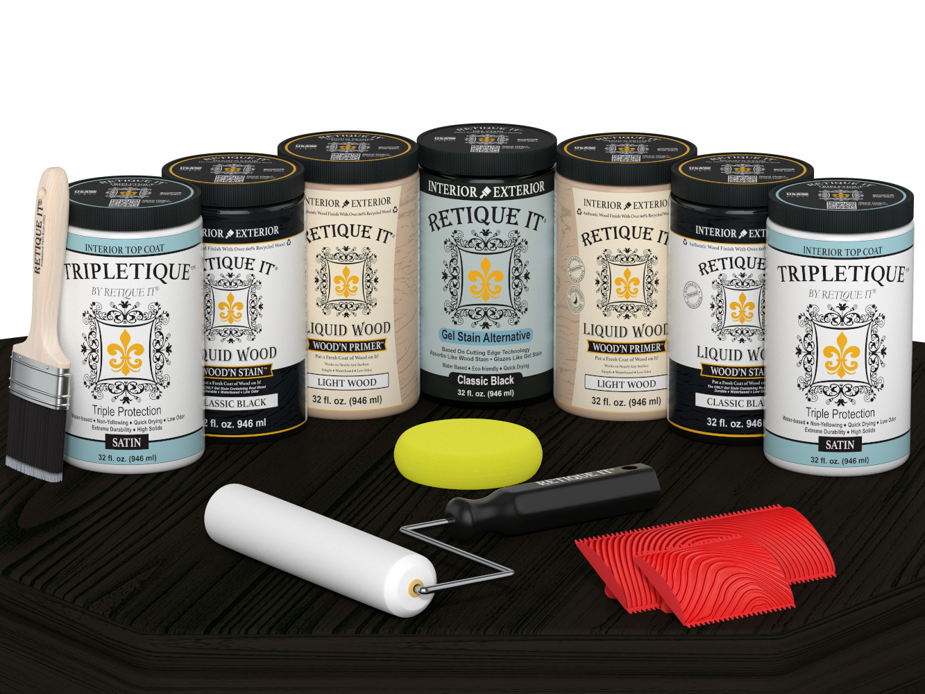 Retique It Wood'n Cabinet Kit with 24 grained black stained cabinet doors in satin finish, designed for classic kitchen updates.