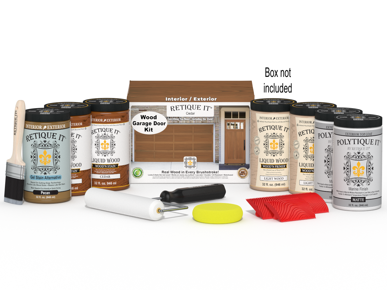 Wood'n Door Kit (Front & Garage Door) - Cedar — Matte kit contents with door box