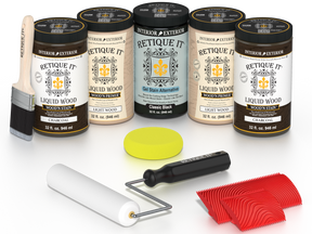 Charcoal Wood'n Cabinet Kit by Retique It® with 24 grained door stains for wood cabinets, showcasing a natural wood grain finish.