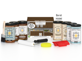 Retique It® Wood'n Cabinet Kit with 24 vintage cherry grained stain doors for cabinetry, showcasing wood grain and rich cherry finish.