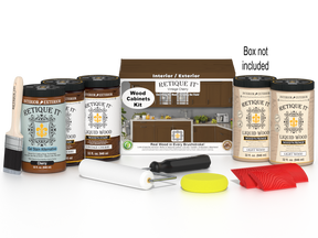 Retique It® Wood'n Cabinet Kit with vintage cherry stained 24 grained doors for kitchen or bathroom cabinetry.