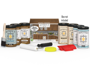 Dark oak Wood'n Cabinet Kit with 24 grained cabinet doors by Retique It®, featuring natural wood texture and stain finish.