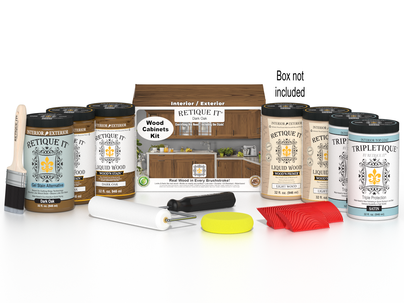 Dark oak Wood'n Cabinet Kit with 24 grained stained doors by Retique It® for cabinetry and furniture projects.