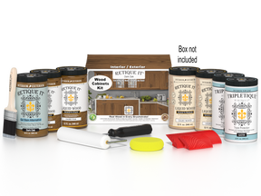 Dark oak Wood'n Cabinet Kit with 24 grained stained doors by Retique It® for cabinetry and furniture projects.