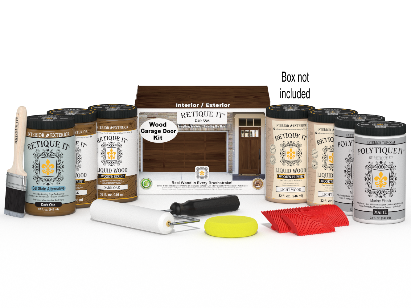 Wood'n Door Kit (Front & Garage Door) - Dark Oak — Matte kit contents with door box