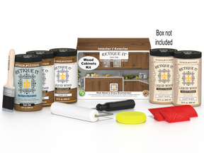 Retique It® Wood'n Cabinet Kit with 24 dark oak grained stain doors and matching cabinet box for kitchen or furniture renovation.