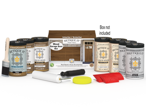 Wood'n Door Kit (Front & Garage Door) - Modern Walnut — Matte kit contents with door box