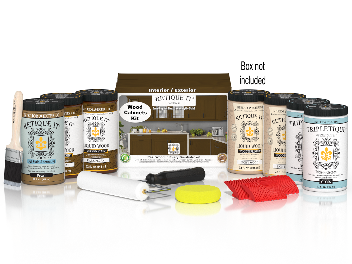 Dark Pecan Wood'n Cabinet Kit with 24 grained cabinet doors from Retique It® stain collection, showcasing natural wood grain details.