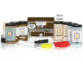 Dark Pecan Wood'n Cabinet Kit with 24 grained cabinet doors from Retique It® stain collection, showcasing natural wood grain details.