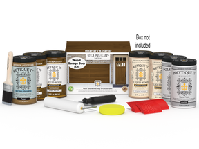 Wood'n Door Kit (Front & Garage Door) - Dark Pecan — Matte kit contents with door box