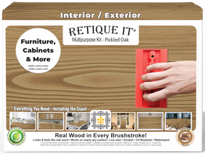 Large Wood'n Kit by Retique It® in Pickled Oak finish, showing the box front with wood finish supplies for multi-purpose projects.