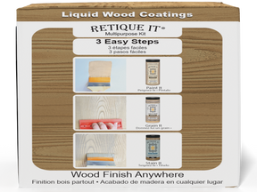 Large Pickled Oak Wood'n Kit by Retique It® with wood finish products and tools in a box, designed for multi-purpose wood finishing projects.