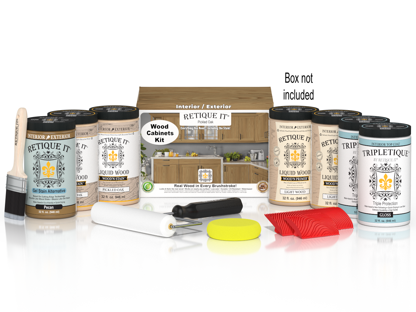 Retique It® Wood'n Cabinet Kit in Pickled Oak stain showing 24 door panels with a grained wood finish for cabinetry.