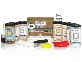 Retique It® Wood'n Cabinet Kit in Pickled Oak stain showing 24 door panels with a grained wood finish for cabinetry.