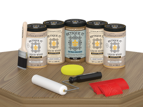 Retique It® Wood'n Cabinet Kit with 24 pickled oak grained stain doors, showcasing natural wood grain and pickled finish.