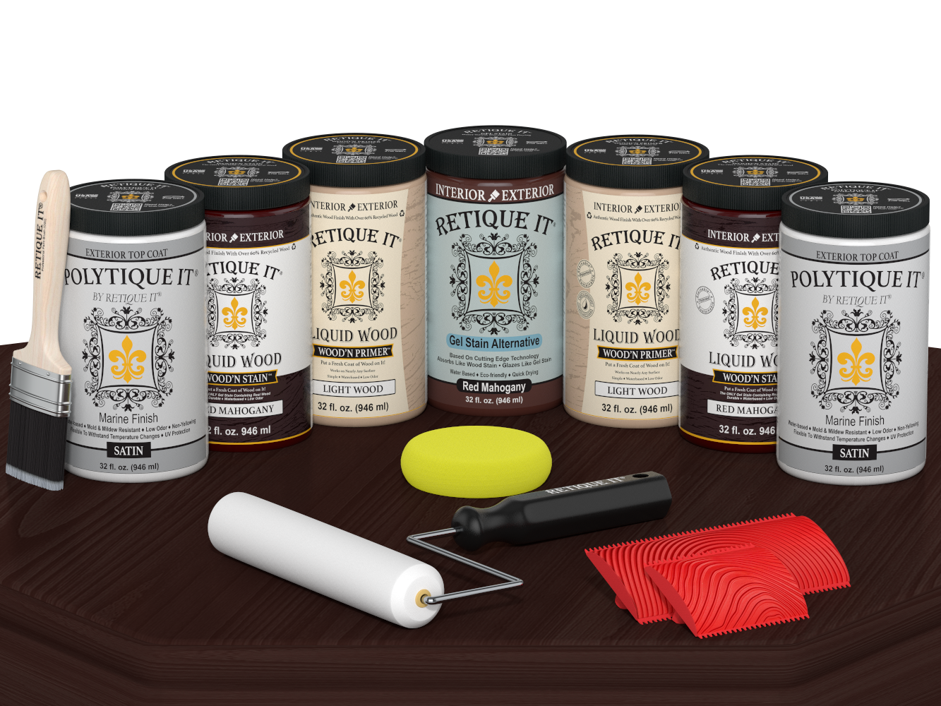 Wood'n Door Kit (Front & Garage Door) - Red Mahogany — Satin kit contents