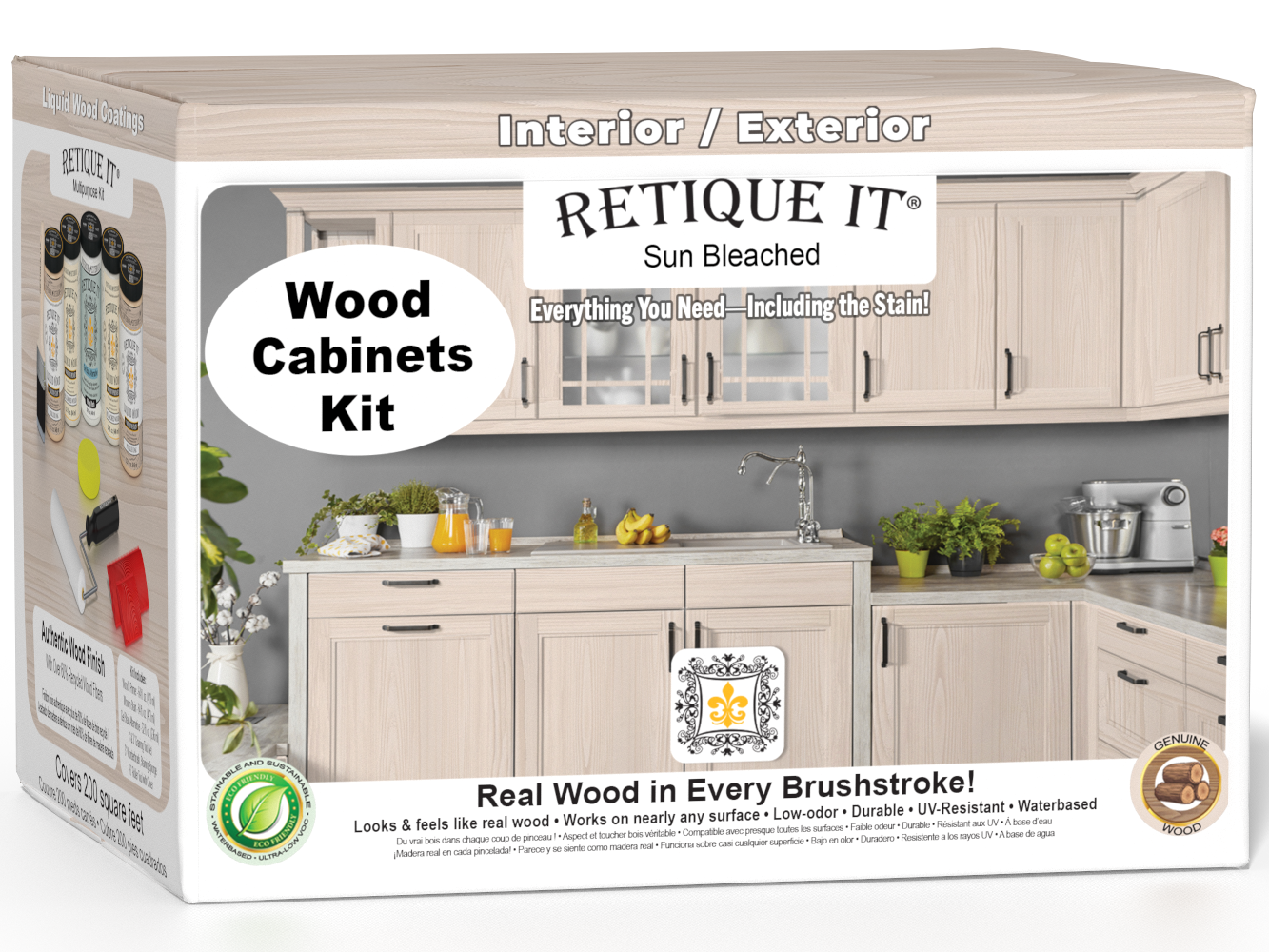Sun-bleached Wood'n Cabinet Kit with 24 grained doors from Retique It®, featuring natural wood grain finish and modern cabinet design.