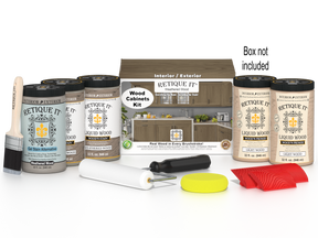 Retique It® Wood'n Cabinet Kit with weathered wood stain, 24 grained cabinet doors, showcasing natural wood texture and weathered finish.