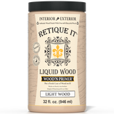 Retique It® Liquid Wood Wood'n Primer in Light Wood, 32 fl oz, showing the primer in a container with light wood finish on the label.