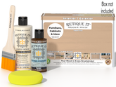 Retique It® wood finish kit in White Oak with smooth finish, includes brushes and tools for multi-purpose wood refinishing.