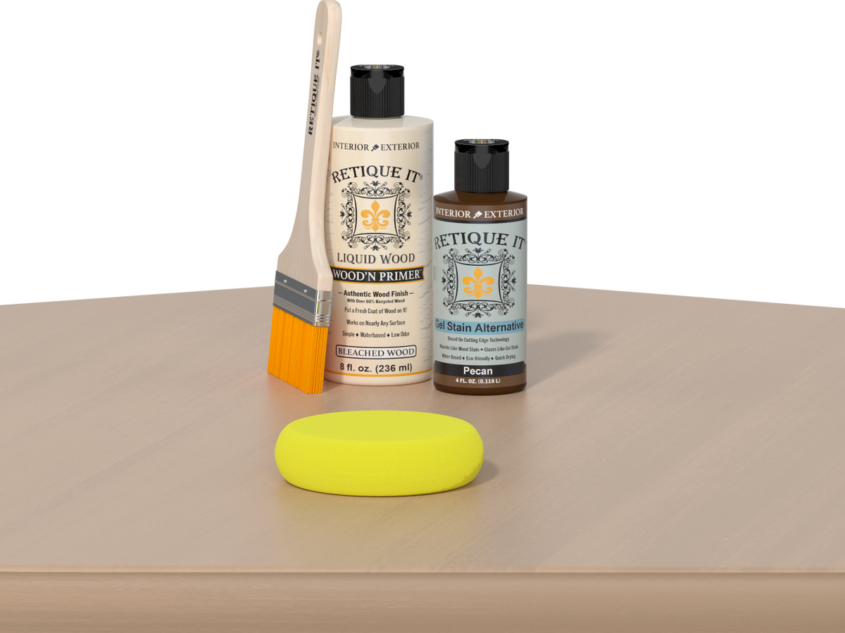 Retique It® White Oak Multi-purpose Smooth Finish Kit showing a wooden table with smooth, natural white oak finish.