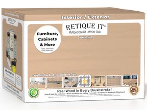 Retique It® Wood'n Finish Kit with four large white oak wood finish samples, showcasing a smooth, natural wood appearance.