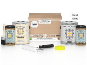 Retique It® White Oak Multi-purpose Smooth Finish Kit with 4 large exterior wood top coats, matte finish, for wood furniture and surfaces.