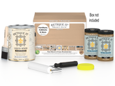 Retique It® White Oak multi-purpose wood finish kit with four large containers, featuring smooth, natural wood surface.