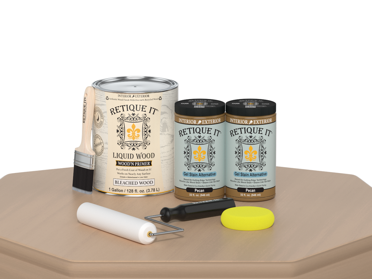 White Oak wood finish kit with four large applicator tools from Retique It®'s Wood'n Finish Kits collection.