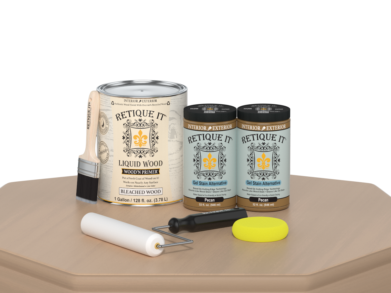 White Oak wood finish kit with four large applicator tools from Retique It®'s Wood'n Finish Kits collection.