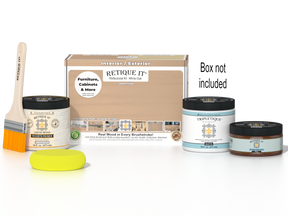 Retique It® White Oak Multi-purpose Smooth Finish Kit for interior top coat, includes applicator and finishing materials.