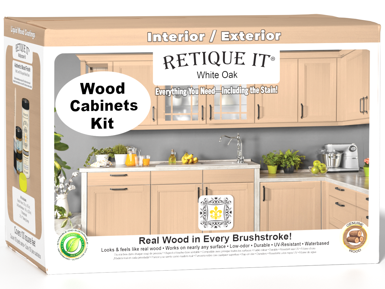 White oak Wood'n Cabinet Kit with 12 smooth doors from Retique It® for staining and cabinet renovation.