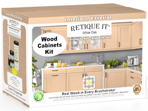 Retique It® Wood'n Cabinet Kit with 12 smooth white oak doors, ideal for staining and finishing kitchen cabinets.
